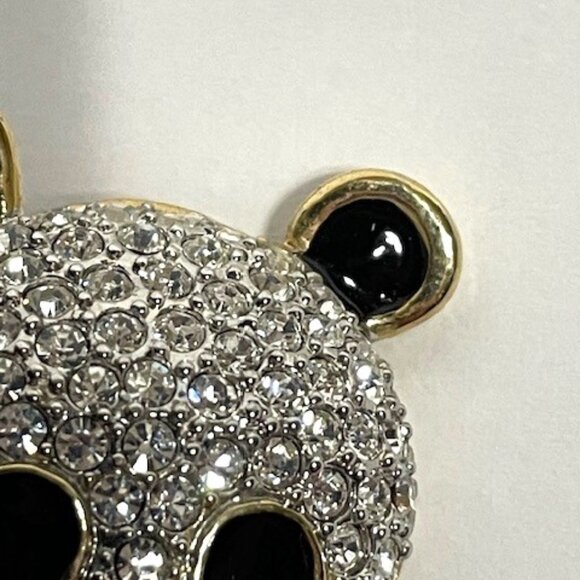 La Scala gold plated panda brooch w/ Swarovski crystals and black enamel. - Picture 4 of 8